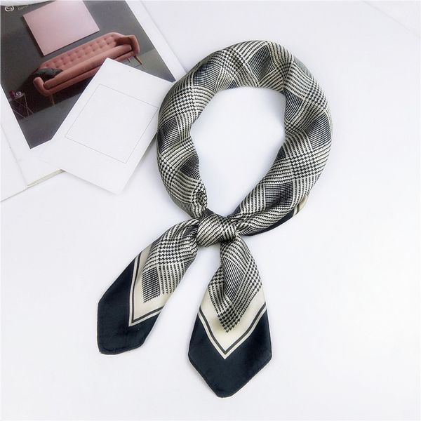 

aomu women small satin silk scarf square foulard elegant female wrap handkerchief bandana neck hair skinny tie scarfs shawls, Blue;gray