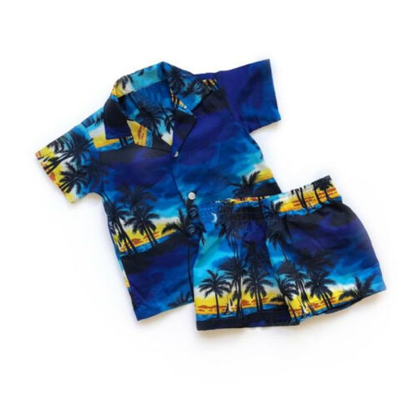 

1-6years 2pcs toddler beach outfits baby boys summer coconut tree shirt short pants kid boy beach clothing, White