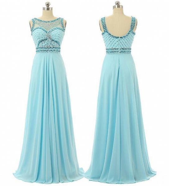 

a-line blue chiffon prom dresses evening dresses design diamond collar bridesmaid dresses material physical pictures, Black;red
