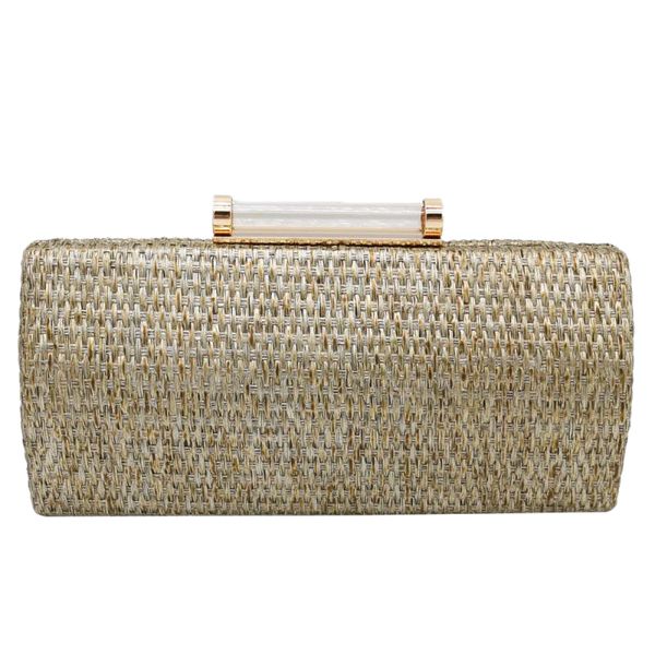 

beau-clutch female straw pillow weave clutch bag fashion with chain luxury handbags women bags main femme
