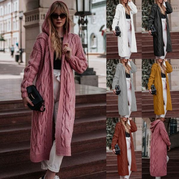 

Women Knitted Cardigan Hoodie Autumn Winter Warm Long Sleeve Jumper Sweater Coat