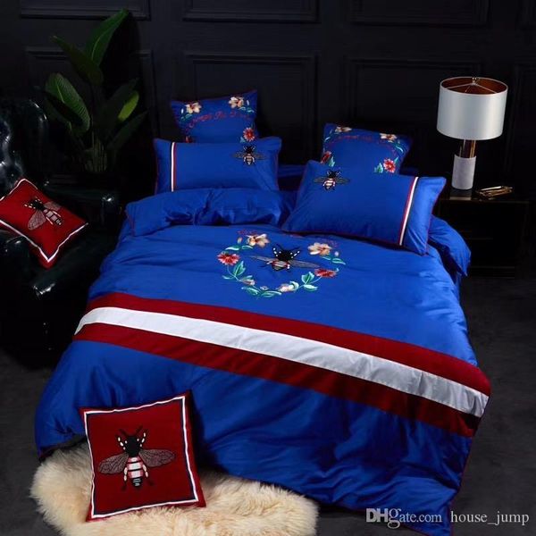 Blue Bee Flower Embroidery Bedding Supplies New Europe And America