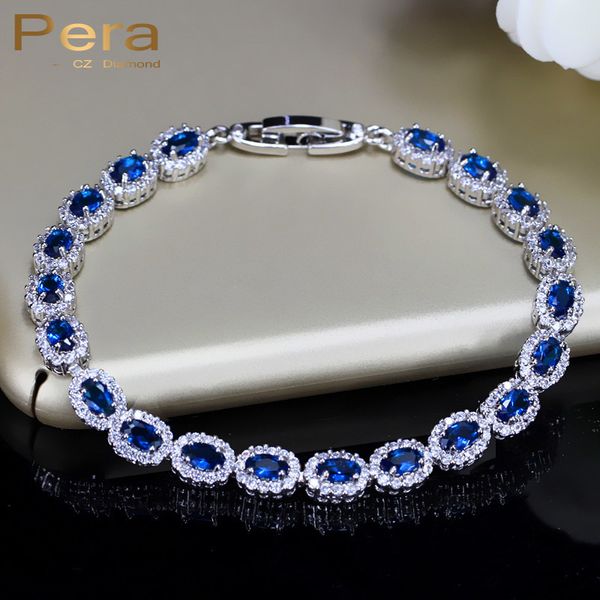 

fashion women sterling silver 925 jewelry summer design dark blue cubic zirconia crystal marquise bracelet for mother day b070, Golden;silver