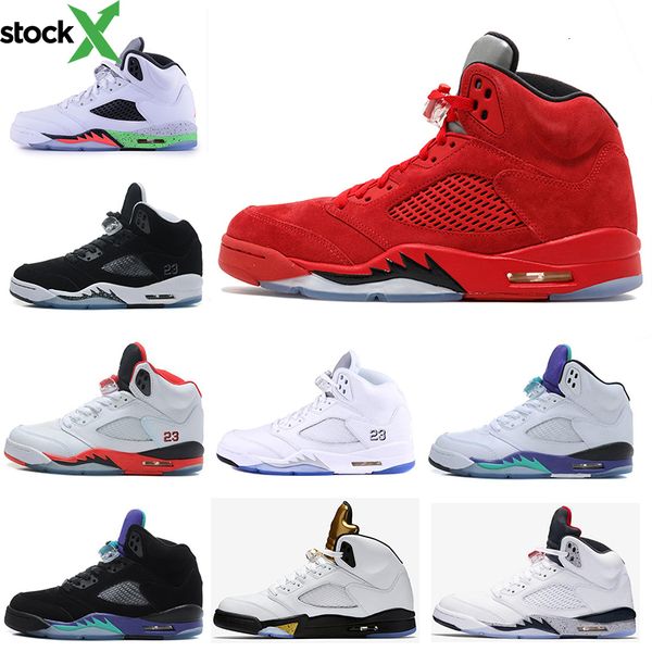 

2020 new red suede shoes 5 fashion mens basketball shoes blue suede university red raging bull 3m reflect sports sneakers, Black