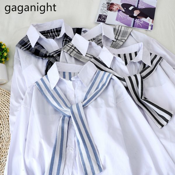 

gaganight casual loose women shirt fashion korean chic office lady white blouse long sleeve turn down collar blusas spring 2020