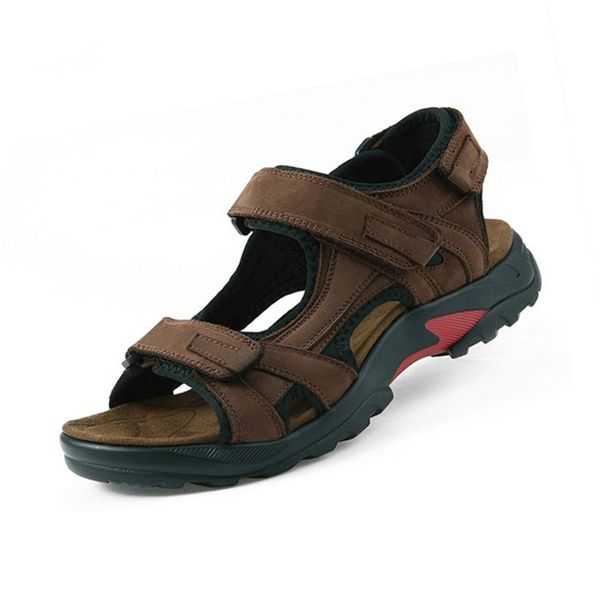 

traano sandal men sandals summer genuine leather sandals men outdoor shoes leather plus size 48 cc-168, Black