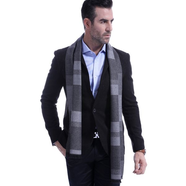 

fall and winter new business leisure scarf men's cashmere classic color block stitching men's scarf, Blue;gray
