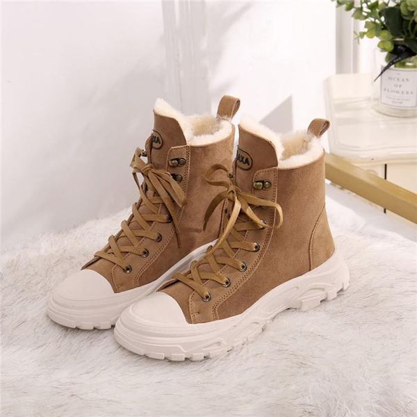 

new martin boots women's british style plus velvet snow short boots fashion wild thick women's shoes winter tide shoes 02, Black