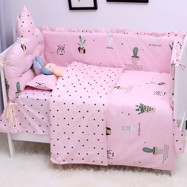 

cartoon bedding set for baby cotton infant cot set includes bed sheet pillowcase crib bedding kit 7pcs/set baby organizer
