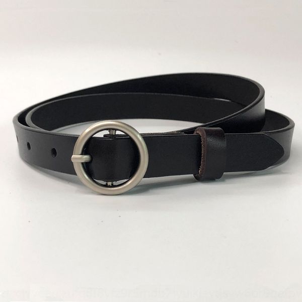 

buckle women's round buckle belt all-match women's pin pin belt thin, Black;brown