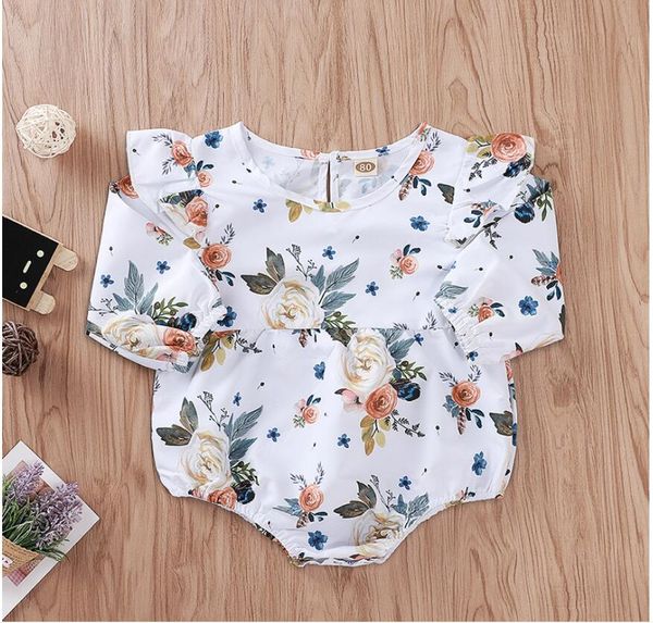 

girl long sleeve floral print romper baby spring and autumn jumpsuit infant flower clothes one piece zht 295, Blue