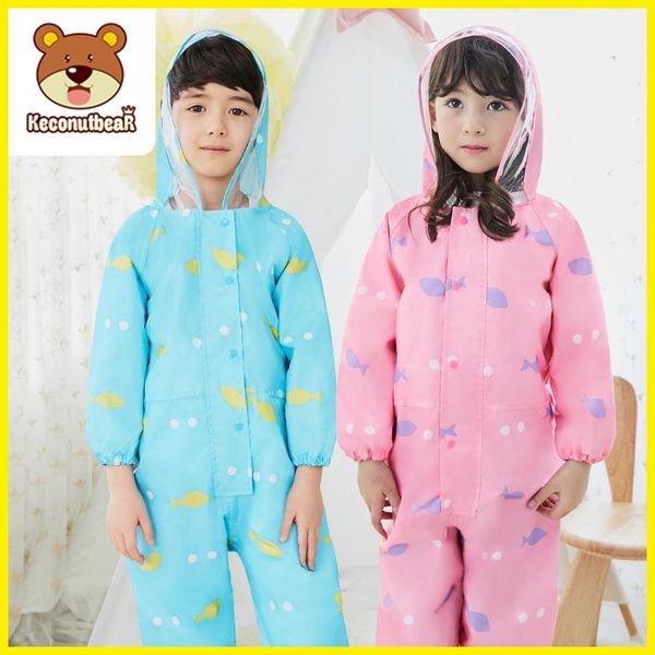 

new raincoat for children cartoon kids girls rainproof rain coat waterproof poncho boys rainwear kindergarten baby rainsuit hcbpb, Red;brown