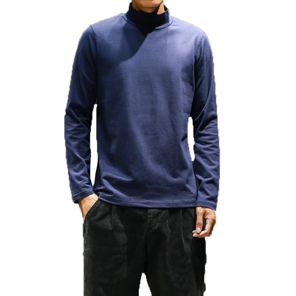 

2019 men tshirt half turtleneck spring basic solid color t-shirts male long-sleeved tshirt mens clothing tees chemise homme, White;black