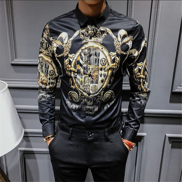 

europe designer slim fit mens casual shirt long sleeve sale, White;black