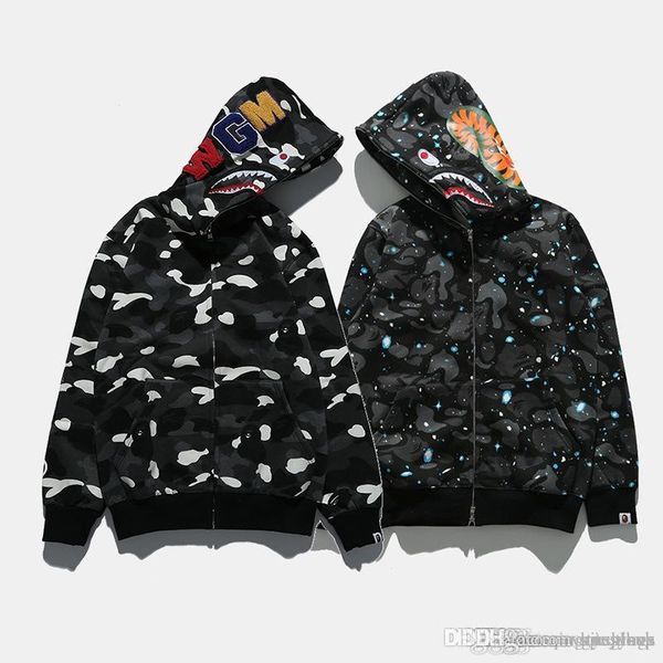 

men's camouflage hoodies fashion luminous coat casual teen's sweatshirt long sleeve fleece coat men cotton jacket, Black