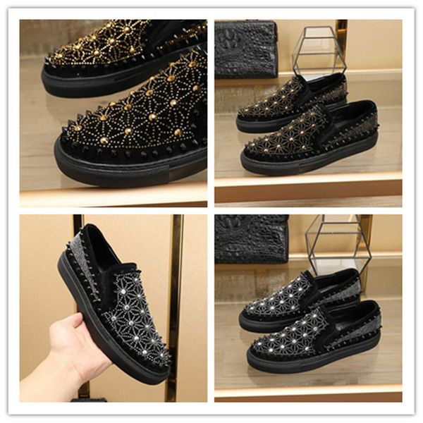 

2020 new men's shoes italy imported frosted cowhide plus drilling process exclusive activity forming bottom super comfortable55, Black