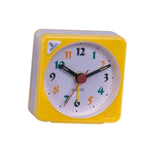 

classic mini battery alarm clock small sauqre travel clock with light and snooze function