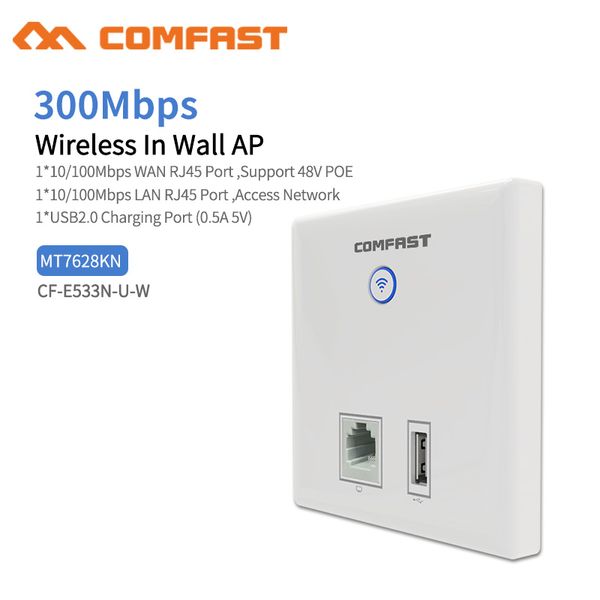 

comfast e533n 300mbps in wall ap wifi access point wireless for l wi-fi project support ac management & rj45 + usb wall ap