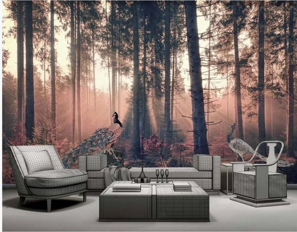 

3d murals wallpaper for living room peacock wallpapers forest background wall paper