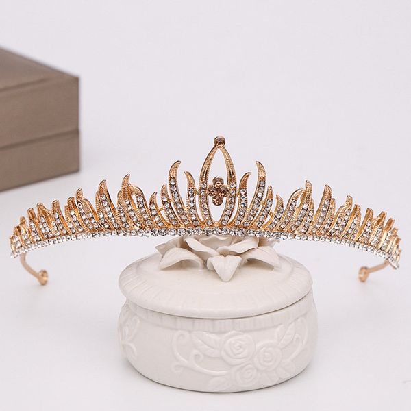 

2019 new fashion gold rhinestone wedding crown bridal tiaras headbands for queen girls hair jewelry accessories, Golden;white