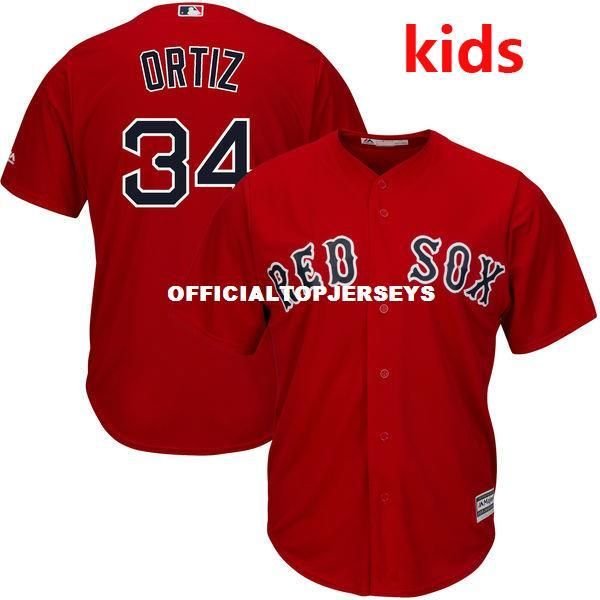 

youth kid's david ortiz scarlet cool base baseball jersey, Black;blue