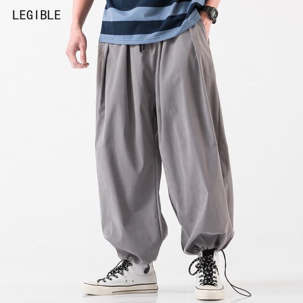 

legible casual harem pants men ankle-length pants men fitness trousers male chinese traditional style, Black
