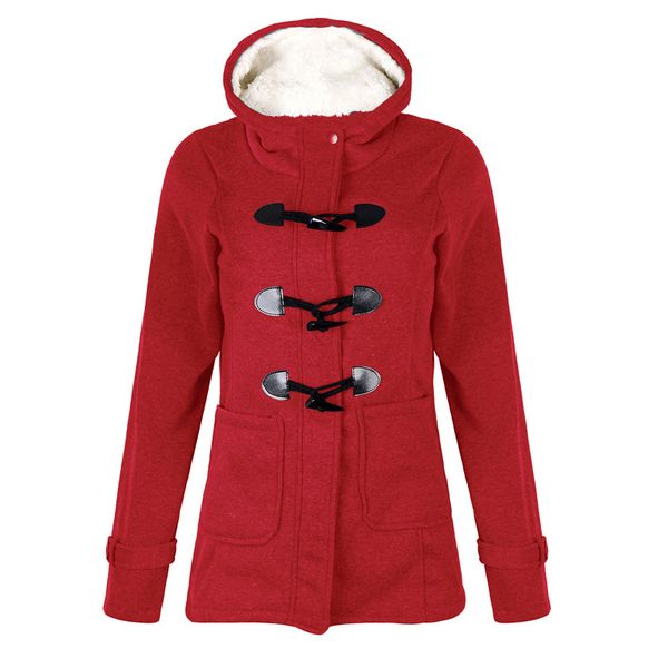 

women winter hoodie zipper hooded long sleeves pockets cardigan button long coat th36, Black;brown