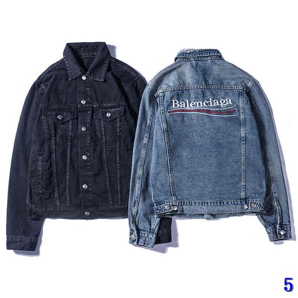 

wholesale men designer jackets fashion letter denim jacket men and women vintage style selvedge jean coats brand clothing denim jacket5, Black;brown