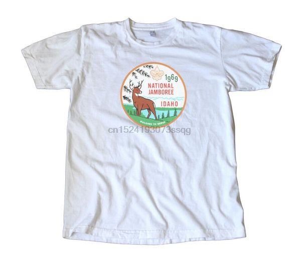 

vintage boy scouts 1969 national jamboree decal t-shirt, White;black