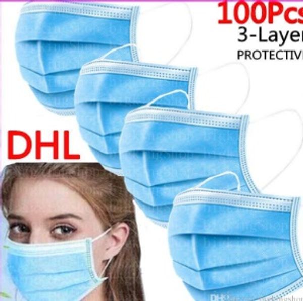 

50 pcs anti-virus dust-proof mask disposable face masks 3-layer protective 3-ply face mask in stock fast ing