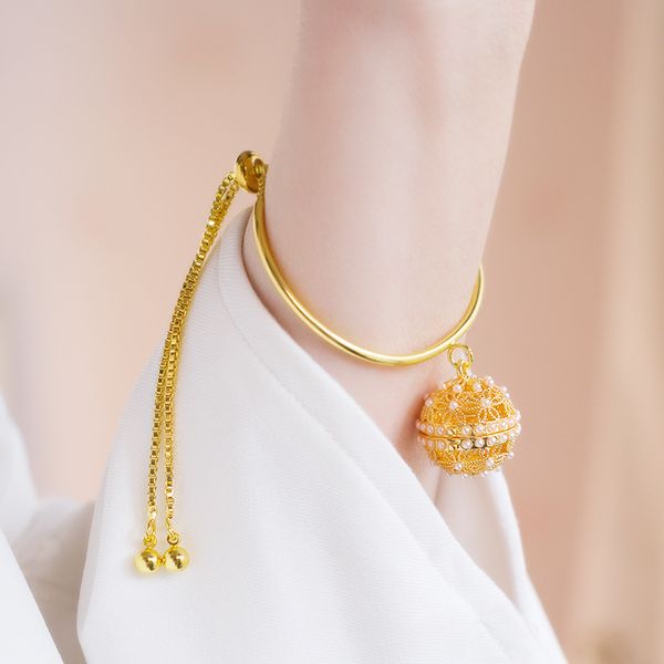 

antique style chinese clothing hollow out pearl sachet adjustable bracelet chinese- style bracelets vintage accessories, Black