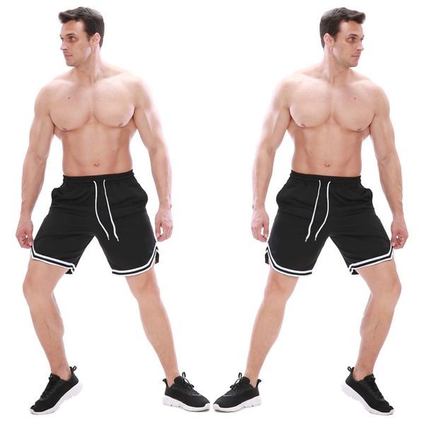 

2020 new men's fitness shorts summer leisure gym exercise training breathable mesh sports pants quick-drying jogging shorts, Black;blue