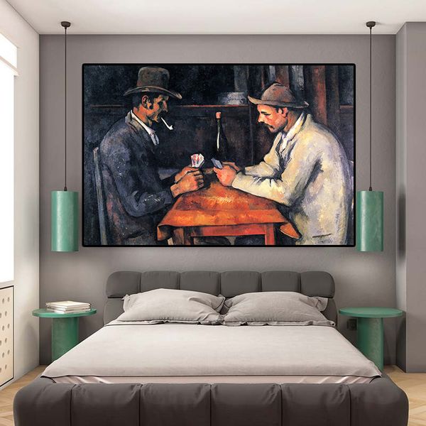 

card players cezanne oil painting on canvas posters and prints wall art picture for living room scandinavian cuadros decor