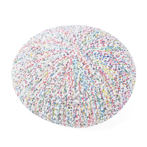 

beret women's fashion sequins mixed color painter, Blue;gray