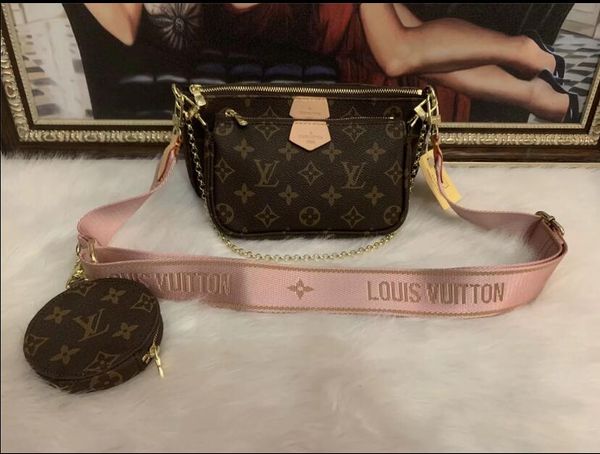 

2020 new pochette accessories classic handbag wallet leather l flower shoulder messenger bag lady wallet 3 wallets