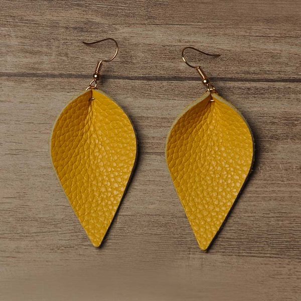 

лист натуральная кожа серьги для женщин новые разноцветные заявление дикая мода ювелирные изделия зима падение мотаться серьги поставки прои, Silver