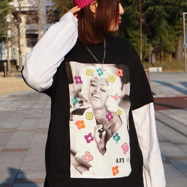 

2020 hip hop usa summer box logo model naomi tee skateboard men designer p t shirt women street casual cotton tshirt