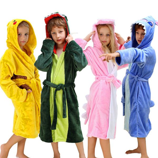 

детские мальчиков пижамы халаты пляжное полотенце enfant hoodie ванна robe дети халат для девочек покемон пикачу динозавр полиэстер, Blue;red