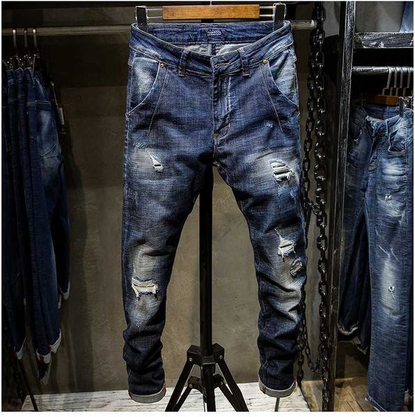 

ah0235 fashion men's jeans 2020 runway european design party style men's clothing, Blue