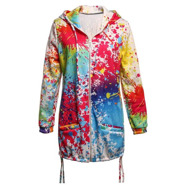 

women rainbow graffiti style jacket coat printing long sleeve breathable for autumn ks-shipping, Black;brown