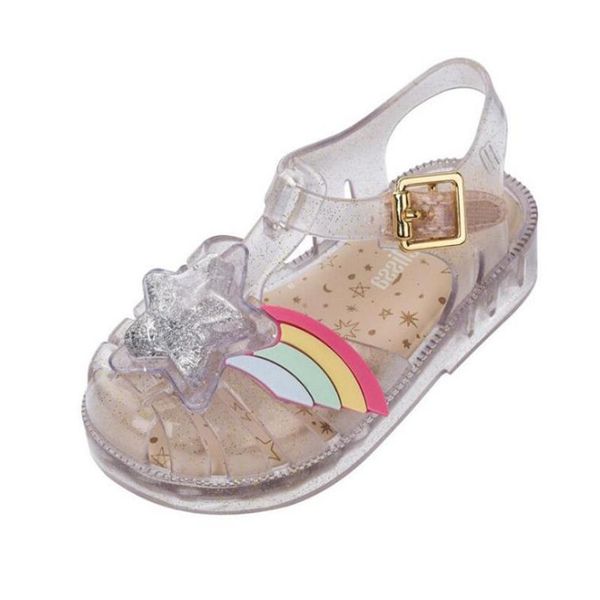 

melissa summer new girls sandals baby shoes melissa rainbow sandals girls princess shoes non-slip shoes t200411, Black;red
