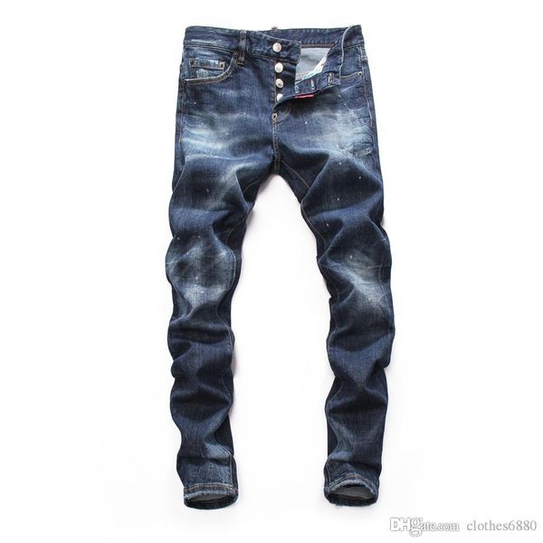 

мужские проблемные рваные байкерские джинсы slim fit мотоцикл байкер для мужчин модный дизайнер хип-хоп фиолетовый бренд джинсы мужская хип, Blue
