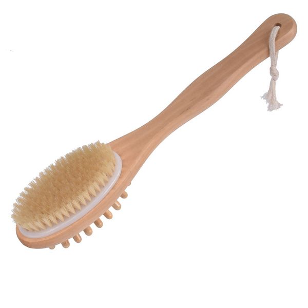 

Natural boar bri tle wooden bath and body bru h back bru h with long handle exfoliate kin bru he