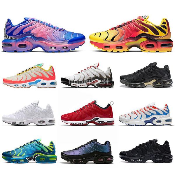 

new tn plus se og running shoes triple white black gold gradient pack throwback future fashion women mens trainer sports sneakers size 40-45