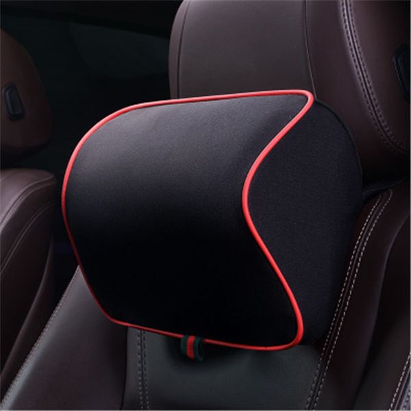 

adjustable car headrest neck pillow pu leather auto neck lumbar protection pillows black seat waist supports cushion memory foam