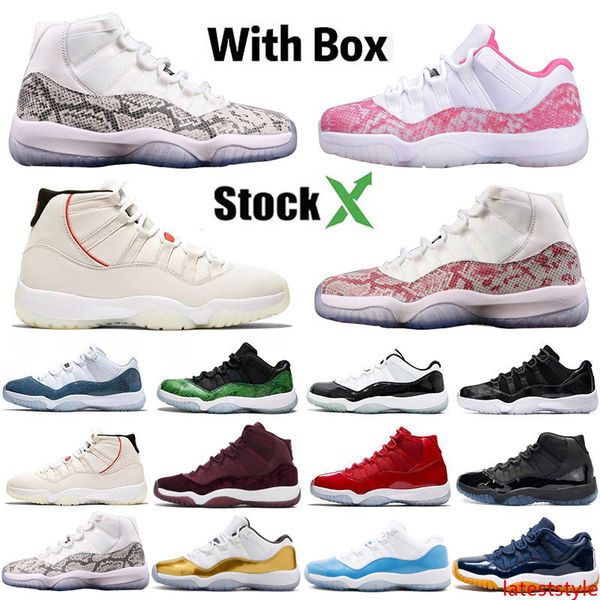 

with stock x bred 11 mens basketball shoes 11s concord high platinum tint space jam cap and gown men women sports sneakers sz 5.5-13