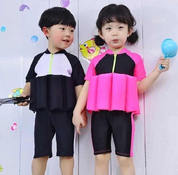 

solid children swimwear for kid girl boy floating swimsuit sun protection floating buoyancy swimsuit swimwear learning dressz897, Black