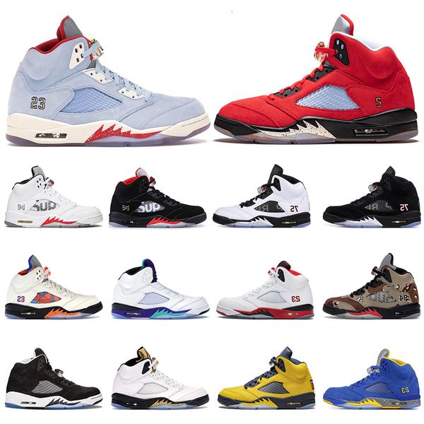 

new 5 5s mens basketball shoes jumpman trophy room michigan desert camo ice blue sup psg x pairs star red suede sports sneakers