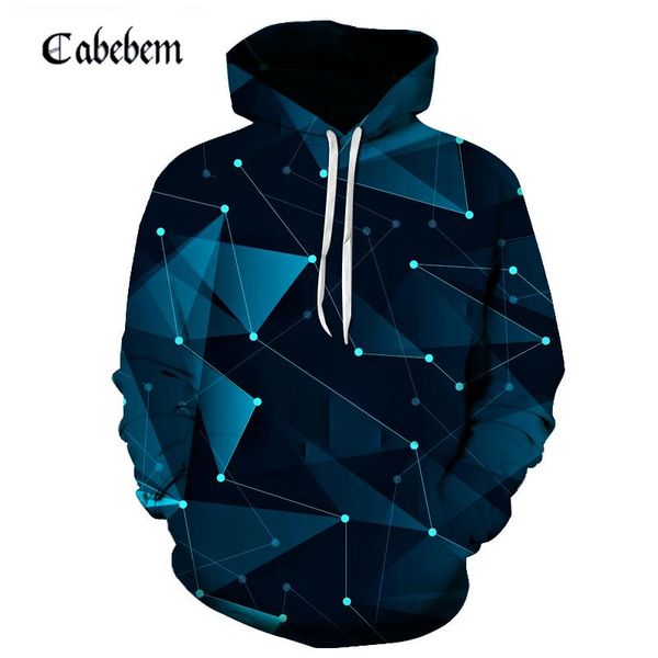 

2019 autumn men hoodies 3d geometric digital print sweatshirt men casual long-sleeved pocket hooded pullover asian code 6xl, Black