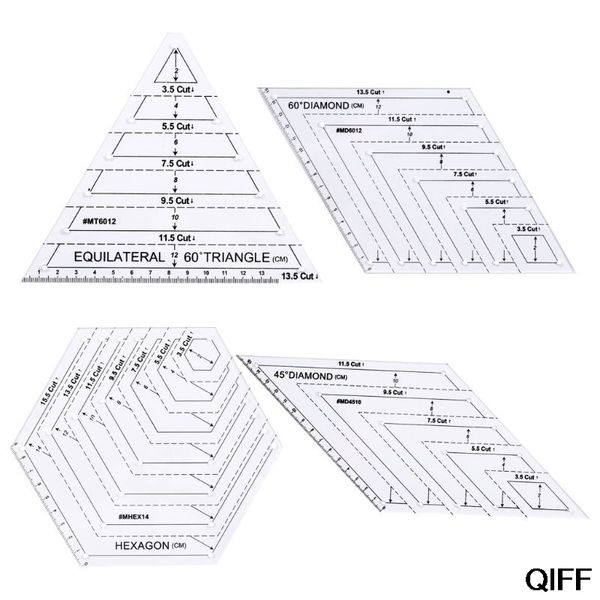 

wholesale 4pcs/set transparent ruler cutting craft patchwork quilting rulers diy home sewing tools may06, Black